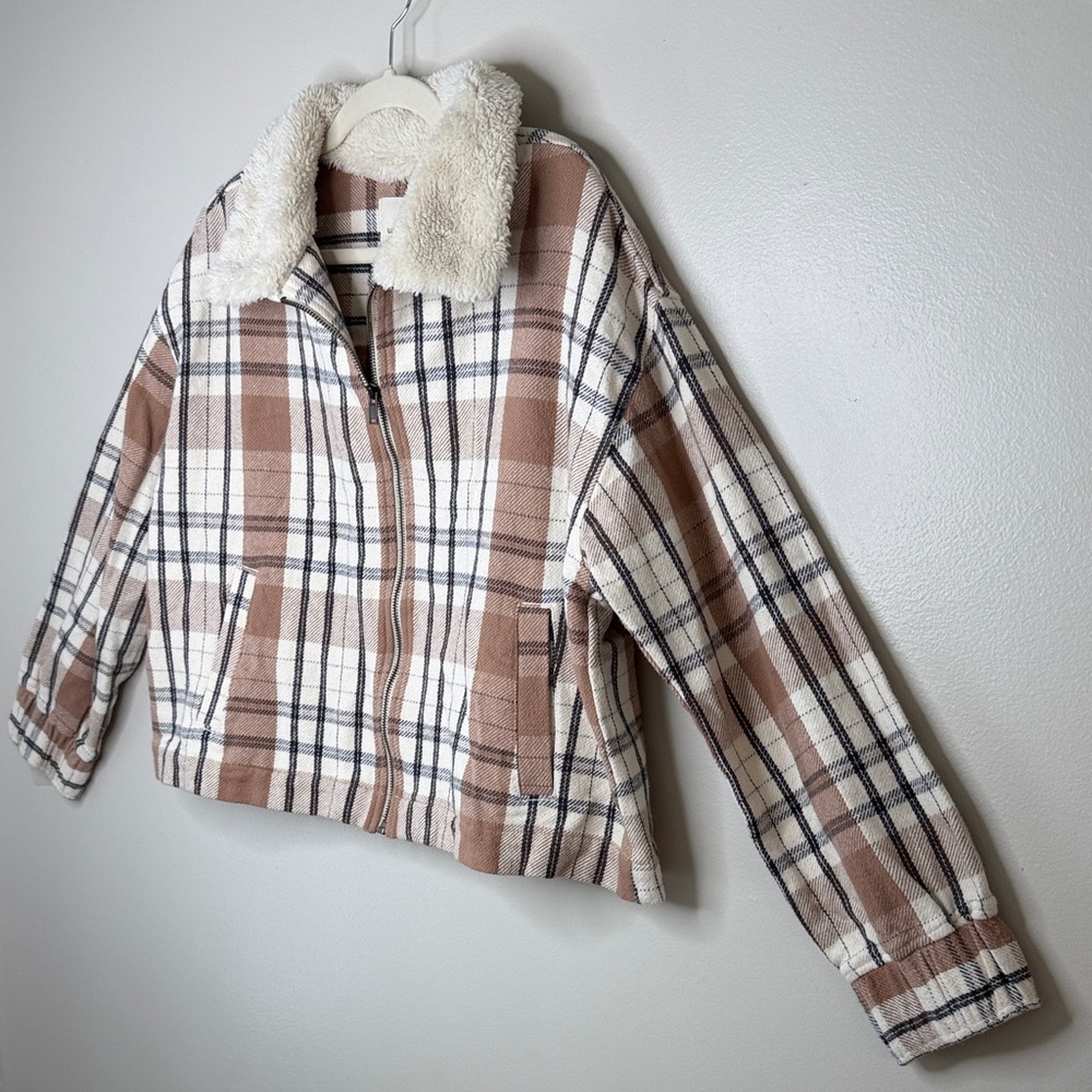 Lucky Brand 100% Cotton Jacket With Sherpa Collar Size M - Picture 5 of 12